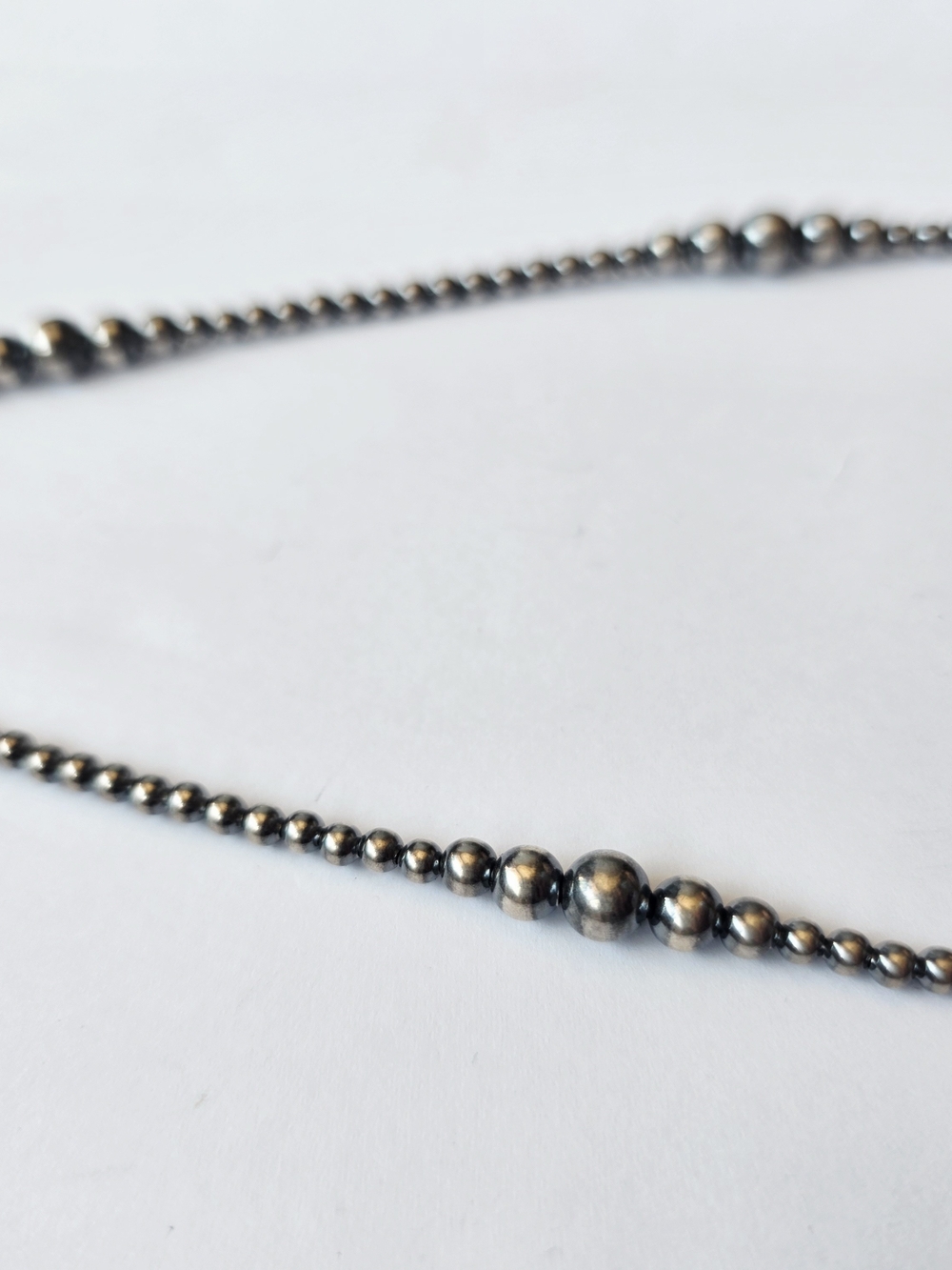 Navajo Pearl Necklace Oxidized Sterling Silver Native American Handmade - Picture 7 of 7
